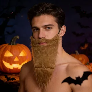 Realistic brown fake beard accessory for Halloween costumes and holiday party dress-up