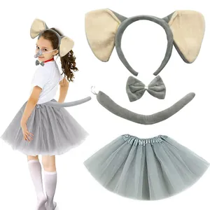 Détails du costume d'éléphant gris pour enfants avec bandeau oreilles et jupe tutu