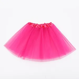 Vibrant fuchsia layered tulle tutu skirt with a satin elastic waistband detail