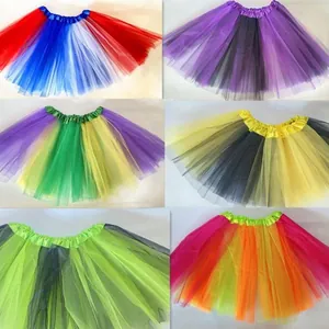Variety of colorful adult tutu skirts for Halloween and performance costumes in different shades