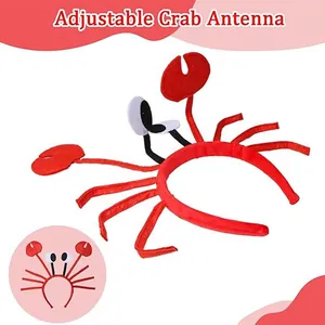 Fun red crab claw headband with adjustable antennas for Halloween costume performance