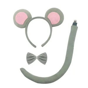 Detailed view of the three-piece mouse costume set including ears, bowtie, and tail