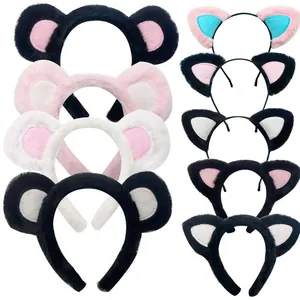 Colección de diademas de orejas de gato y oso de peluche en varios colores para cosplay