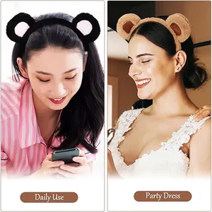 Dos lindas diademas de peluche con orejas de animales para uso diario y de fiesta.