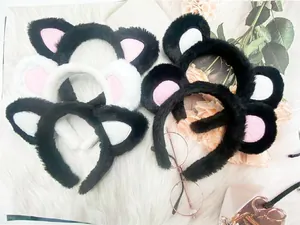 Lindas diademas de peluche con orejas de gato y oso para cosplay y decoración de cabello