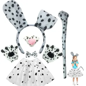 Déguisement dalmatien pour enfants avec serre-tête jupe tutu gants queue et nez