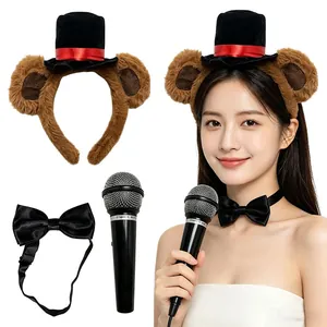 Diadema de orejas de oso con sombrero de copa y pajarita set de cosplay