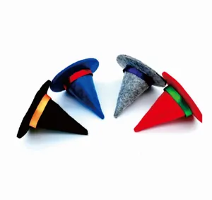 Miniature wizard graduation hats in black, blue, grey and red for dolls or pet costumes