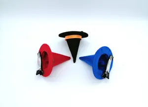 Mini witch hat hair clips in red black and blue for costume parties