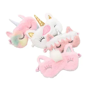 Masques de sommeil licorne en peluche douce, plusieurs coloris pour un sommeil réparateur