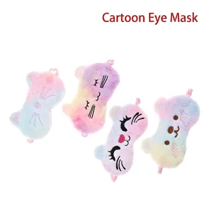 Cartoon Plush Sleep Eye Mask Gradient Rainbow Unicorn Cat Animal Shading Eye Blindfold For Women Kids Travel Soft Eye Cover