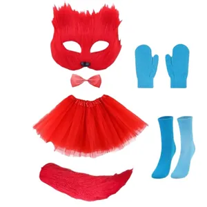 Ensemble vibrant de costume de cosplay de renard rouge et bleu avec masque et tutu