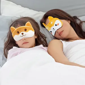 Cute plush shiba inu animal sleep masks for mother and daughter, soft shading and comfort
