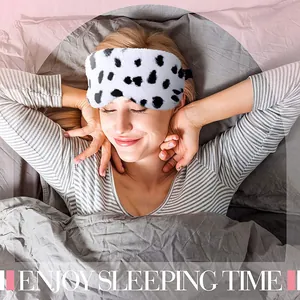 Soft and breathable plush dalmatian print sleep mask for deep and cozy night rest