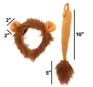Lion costume set including ears headband and tail with detailed size measurements
