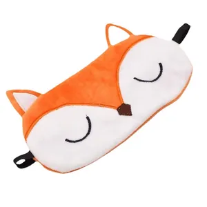 Soft and cute plush fox sleeping eye mask with elastic strap for travel and home nap