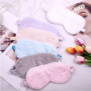 Soft plush faux rabbit fur sleep masks in multiple colors for comfortable sleep
