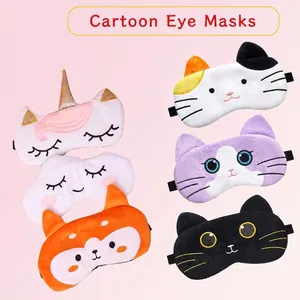 Cute Cartoon Animal Plush Sleep Mask Soft Polyester Blackout Eye Mask For Travel Sleeping Nap Koala Panda Cat Unicorn Eye Cover