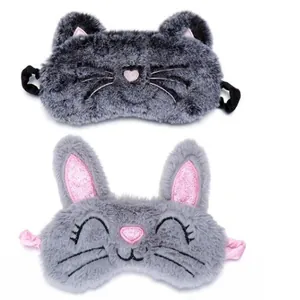 Soft and cute plush cartoon animal sleeping masks for travel, home, and napping