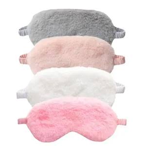 Four-pack of soft plush faux rabbit fur blackout sleep eye masks in various colors