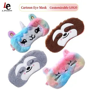 Cartoon Plush Sleep Eye Mask Soft Shading Blindfold For Kids Adult Sloth Unicorn Cat Pattern Breathable Travel Sleeping Aid Mask