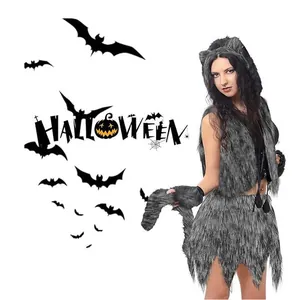 Handmade grey faux fur cat ear headband and tail set for Halloween cosplay party