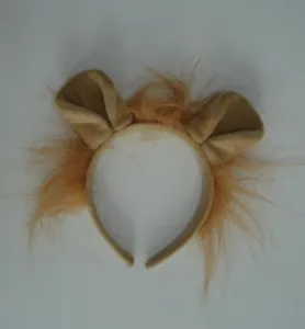 Close-up detail of a soft plush lion ear headband for costume parties and cosplay events.