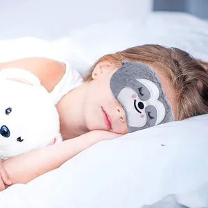Adorable plush cartoon sloth sleep mask for kids soft blackout eye cover for nap time