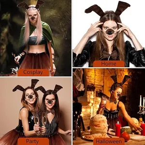 Leute tragen braune Tierohren und Nasen-Sets in Halloween-Cosplay-Szenen