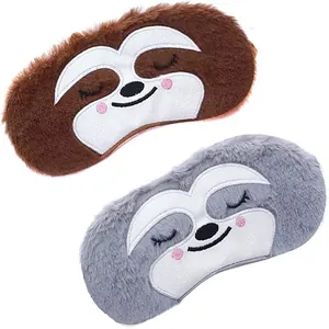 Cute plush sloth sleep eye mask for blackout rest, office napping and student use
