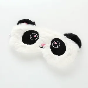 Soft plush panda sleeping eye mask for travel and nap with cute heart embroidery detail