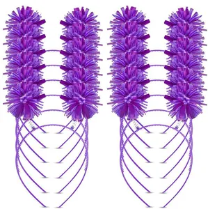 Set of 20 purple Hawaiian tinsel headbands for festive wedding party decorations