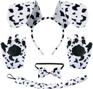 Dalmatiner-Kuh-Cosplay-Set inklusive Stirnband mit Ohren Pfoten-Handschuhen und Schwanz