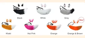 Multiple color options for faux fur fox tail and ear cosplay sets including orange and black