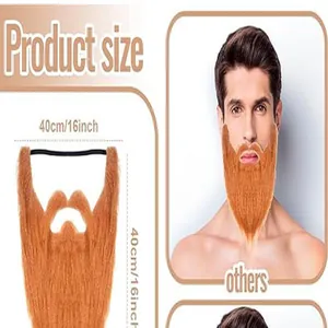 Orange synthetic funny fake beard with dimensions 16x16 inches for Halloween cosplay costumes