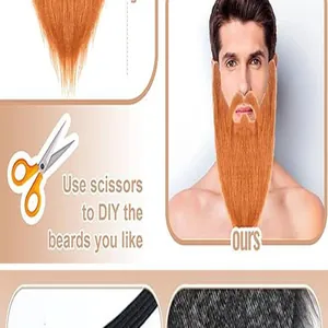Detailed close-up view of DIY orange ginger fake beard for cosplay and Halloween party costumes