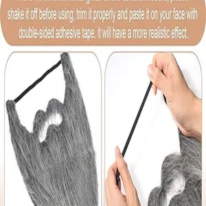 Realistic grey fake beard costume prop accessory for Halloween and cosplay parties