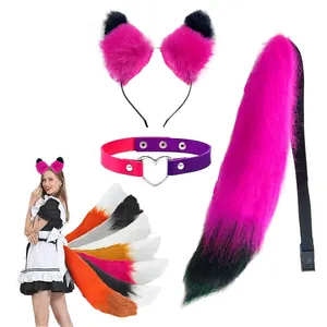 Halloween Faux Fur Fox Wolf Tail And Cat Ears Costume Set Adult Anime Cosplay Props For Party Masked Ball Accessories