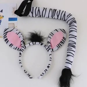 Zebra print headband and tail set for animal costume party dress up