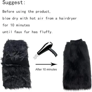 Guide on restoring black faux fur leg warmer fluffiness with a hairdryer for 10 minutes