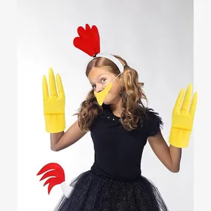 Kids chicken costume set with rooster headband beak mask and yellow claw gloves for party