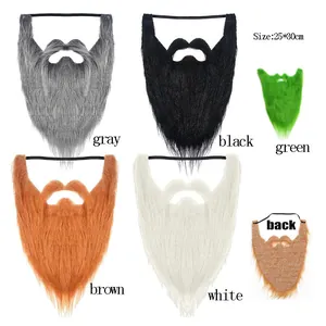 Set of multicolor fake beards for Halloween cosplay party, 25x30cm with elastic strap