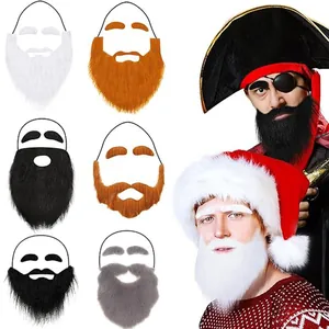 Various styles of funny fake beards set for Halloween and Christmas cosplay parties