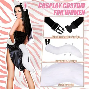 Détails de l'ensemble de cosplay queue de renard blanche avec boucle et matière douce