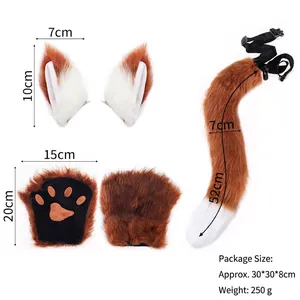 Detailed size specifications for fox ear headband and faux fur tail cosplay set