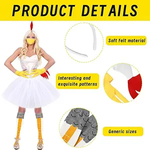 White chicken costume set with tutu dress, headband and gloves for Halloween party