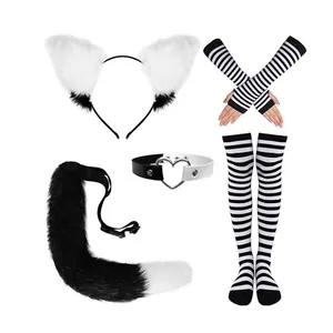 Faux Fur Fox Cat Ear Headband Tail Choker Gloves Collection Halloween Cosplay Lolita Costume Party Accessories For Women
