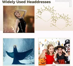 Collage mit verschiedenen Halloween-Kostümen und einem Medusa-Schlangen-Haarband-Accessoire