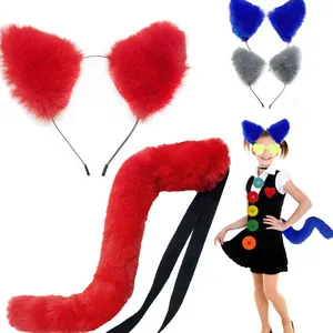 Plüschige Katzenohren-Stirnband und Fuchsschwanz-Set für Kinder Cosplay Kostüm