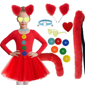 Rotes Katzenohren Stirnband und Fuchsschwanz Kostüm Set für Mädchen
